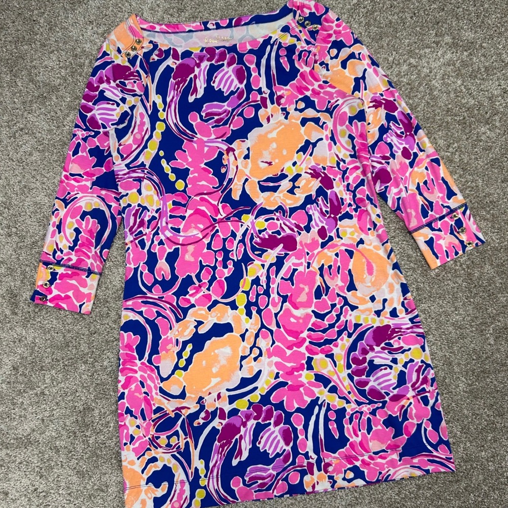 Lilly Pulitzer Sofie Dress Shift Women Size Large Catch And Release Lobster